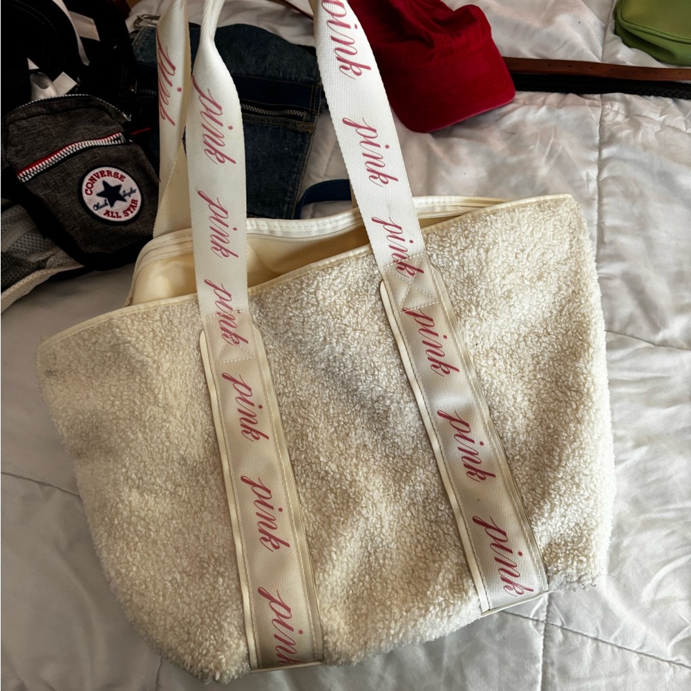 PINK Victoria's Secret Cream Sherpa Tote